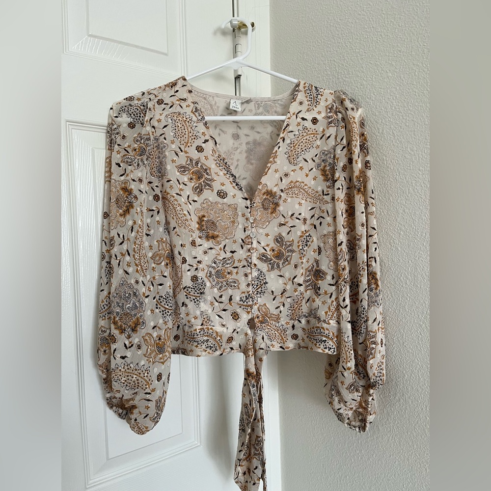 Joie V Neck Tie Front Blouse